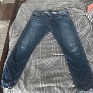 Ag Adriano Goldschmied Blue Bootcut Jeans with Distressed Details